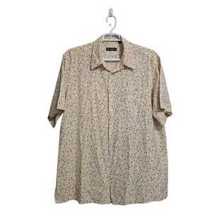 Barry Bricken Short Sleeve Silk Blend Geometric Print Casual Button Down Sz XL